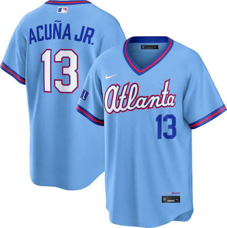 Men’s Ronald Acuna Jr. Blue City Connect Stitched Jersey - Small up to 6XL