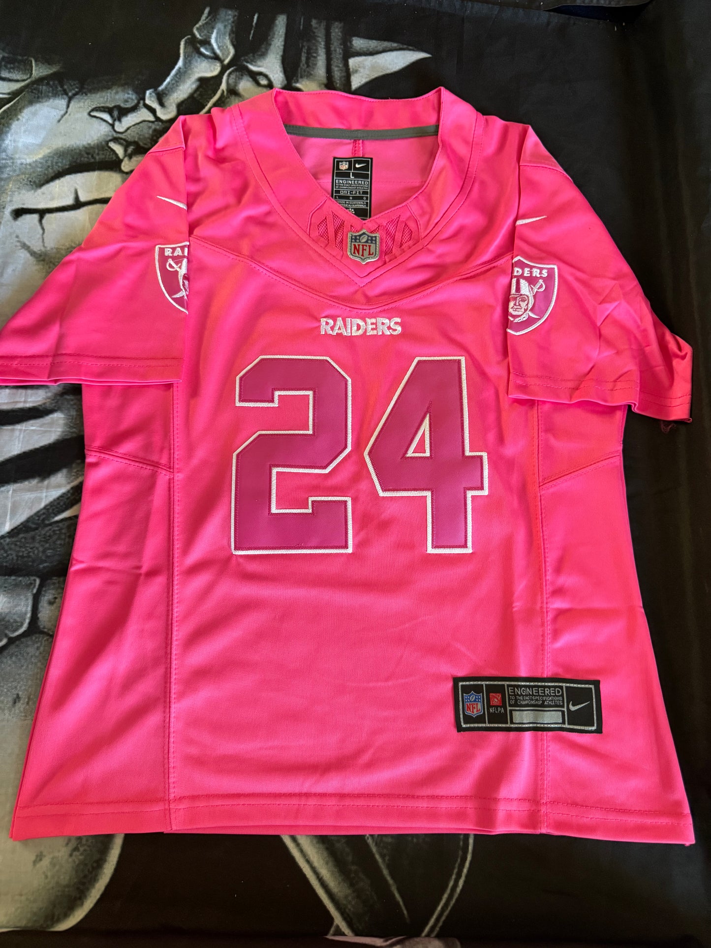WOMEN’S CHARLES WOODSON PINK LAS VEGAS RAIDERS STITCHED JERSEY (SMALL-2XL)