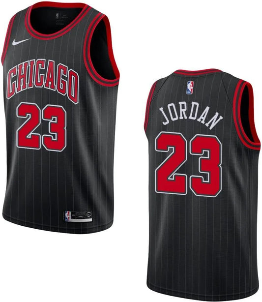 Men's Michael Jordan Black Pinstriped Stitched Jersey - Small up to 6XL