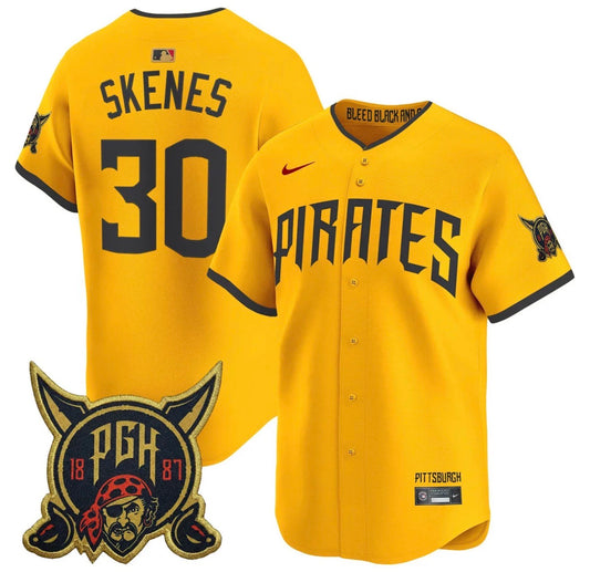 Men’s Paul Skenes Yellow Stitched Jersey - Small up to 6XL
