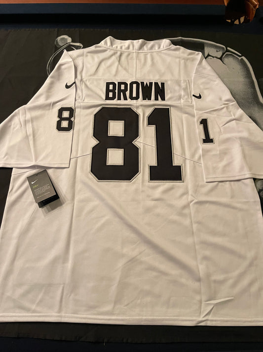 Men’s Tim Brown White Stitched Jersey - Small up to 6XL
