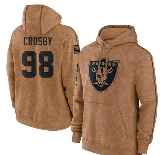 RAIDERS MAXX CROSBY SALUTE TO SERVICE SWEATER SIZES SMALL - 6XL