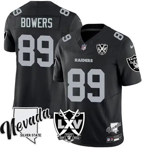 Men’s Brock Bowers Nevada Black Stitched Jersey - Small up to 6XL