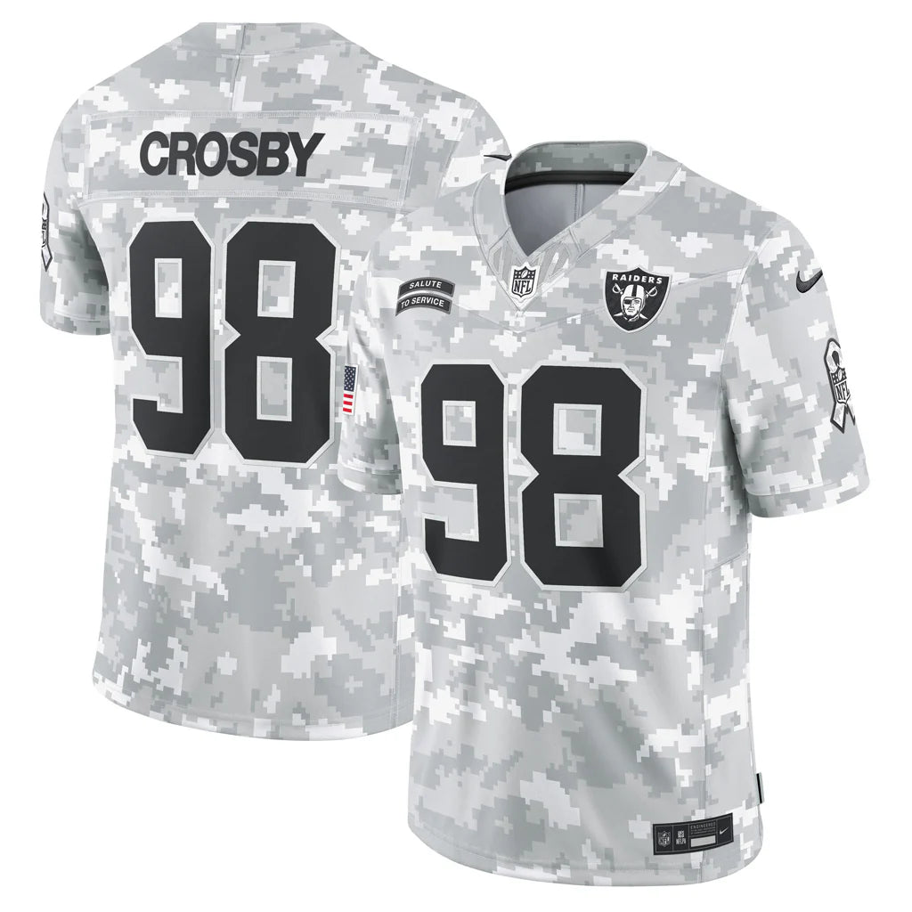 Men’s Maxx Crosby Arctic Camo Stitched Jersey - Small up to 6XL