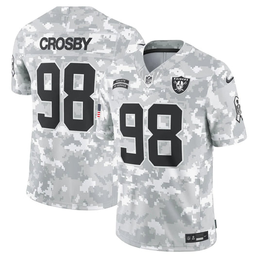 Men’s Maxx Crosby Arctic Camo Stitched Jersey - Small up to 6XL