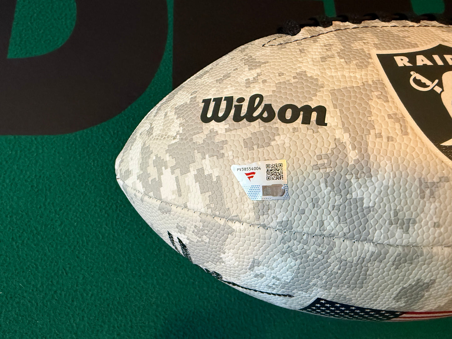 Marcus Allen Autographed & Authenticated Raiders Salute to Service Camo Football COA By Fanatics