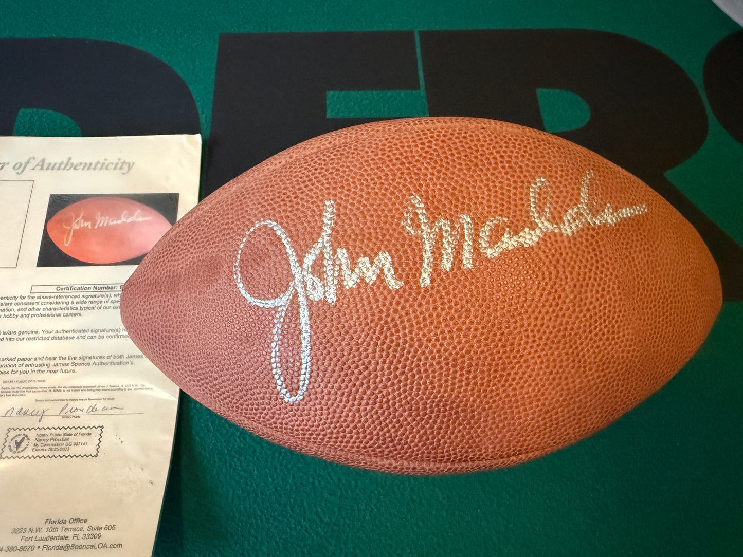 John Madden “All-Madden Team” Wilson Autographed & Authenticated Football JSA COA