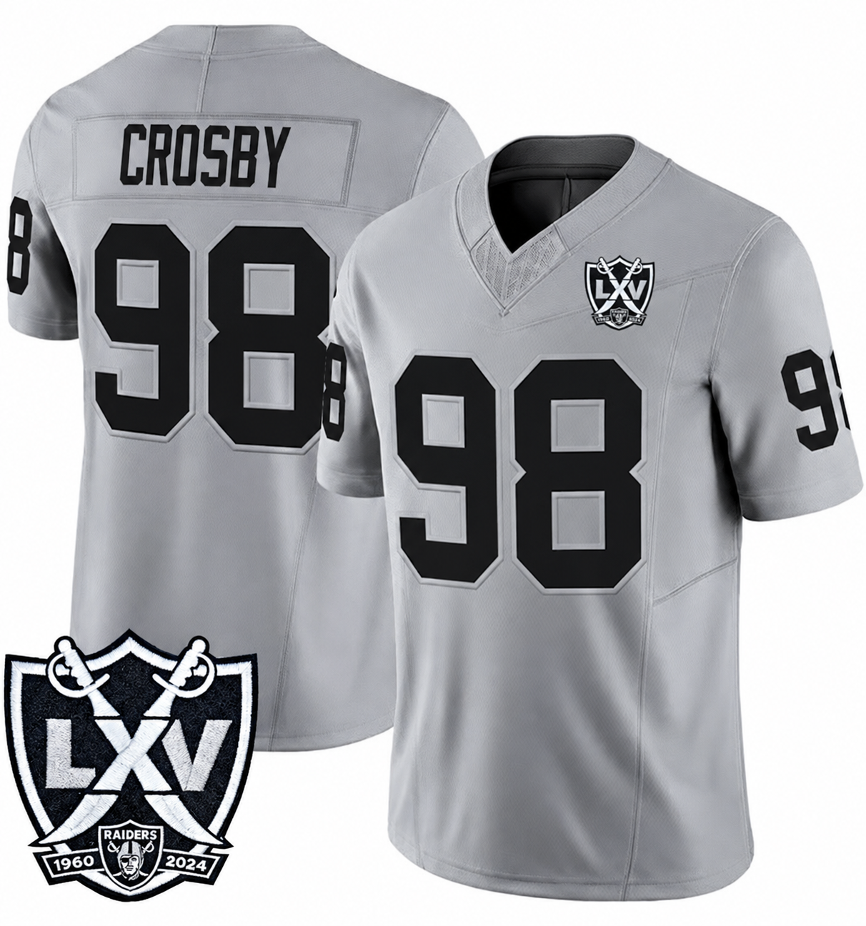 Maxx Crosby Nevada Grey Stitched Jersey - Small up to 6XL