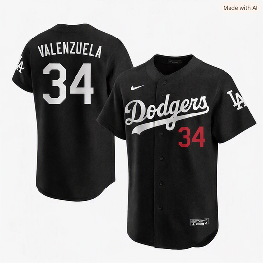 Men’s Fernando Valenzuela Black Stitched Jersey - Small up to 6XL