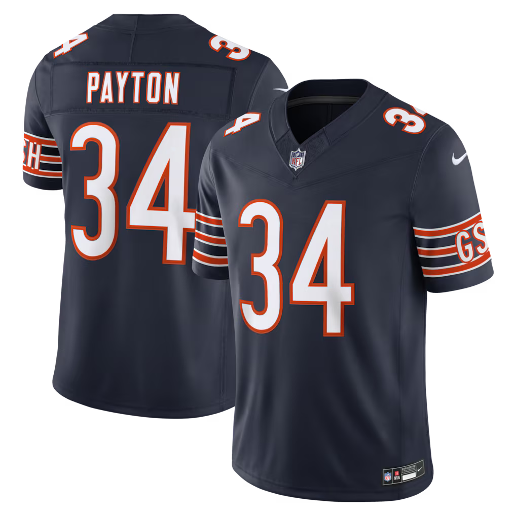 Men's Walter Payton Navy Jersey Stitched - Small up to 6XL